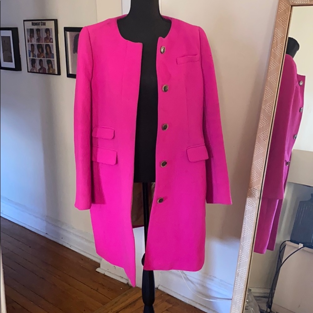 JCREW Double cloth hot pink coat
